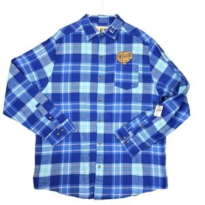 Cakeworthy x Universal E.T. Phone Home Plaid‎ Flannel Shirt Blue Mens XL NWT